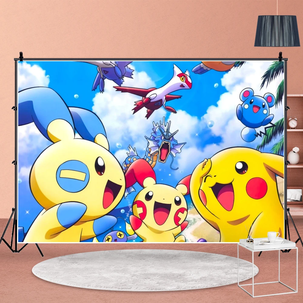 Play  Pikachu Birthday Party Backdrop Anime Cartoon Vinyl Background Backdrop Ph - £23.15 GBP