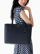 NWB Kate Spade Schuyler Navy Blue Tote Handbag K7354 Purse Charm $359 Gift Bag - £105.12 GBP