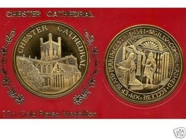 22KT GOLD MEDAL CHESTER CATHEDRAL COIN BEATE MARIA CESTRIE GOTHIC CHURCH... - £27.18 GBP