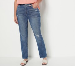 Laurie Felt Forever Denim Relaxed Straight Jeans- Distressed, Tall 14 - £20.72 GBP