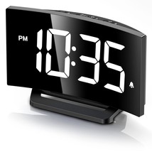 Digital For Bedroom, Digital Clock With Modern Curved Design, Conspicuou... - £23.48 GBP