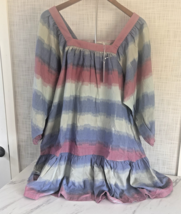 Outerknown Astrid Dress Blue Pink Striped Swing Organic Cotton Womens Me... - $35.73