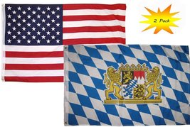 3x5 3x5 Wholesale Set (2 Pack) USA American &amp; Bavaria Crest Bavarian Country F - £7.81 GBP