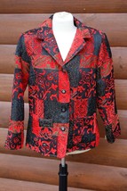 The TOG Shop 12 P Petite Red &amp; Black Velour Paisley Blazer Jacket - £19.42 GBP