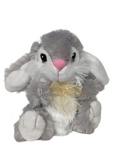 Dan Dee Easter Bunny Gray White Spring Being Bow Plush Stuffed Animal 7.5&quot; - £15.53 GBP