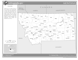 Montana State Counties w/Cities (Black&amp;White) Laminated Wall Map - £74.15 GBP