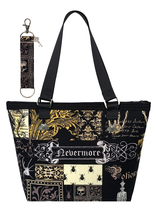 Raven Nevermore Bag &amp; Keychain Set - Edgar Allan Poe Spider Skull Victorian Dark - £19.53 GBP