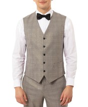 Tallia Men&#39;s Slim-Fit Plaid Tuxedo Vest Black/Cream-Size Medium - $29.97