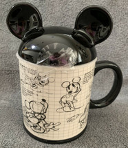 New DISNEY 90 Years of Magic Mickey Sketch 17oz Mug With Ears Lid 4014332 - $19.96