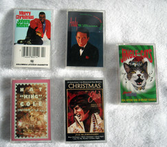 5 Christmas Cassette Tapes Andy Williams Elvis Nat King Cole Jingle cats Mathis - £19.74 GBP