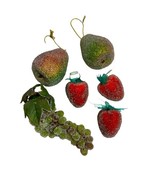 Vintage sugared faux fake fruit Pears Strawberries Grapes - £15.56 GBP