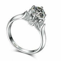 Floral Engagement Ring 2.20Ct White Moissanite 925 Sterling Silver in Size 6.5 - £100.55 GBP