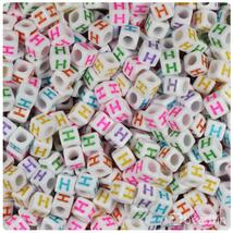 BeadTin Letter H White Opaque 6mm Cube Alphabet Beads - Colors (80pcs) - $2.09