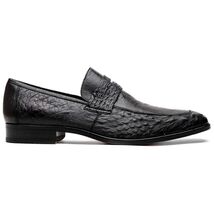 Fangio Penny Loafer Genuine Ostrih Leg Quil Black image 2