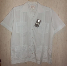 Nwt Mens Ravgo Guayaberas #108 Classic White Shirt Size M - £29.69 GBP
