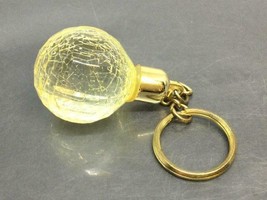 Vintage Childhood Souvenir  Keyring GLITTERING YELLOW BALL Keychain Port... - $9.57