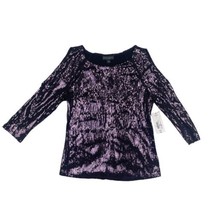 Bold Elements Size Small Purple Sequined Arm Cutout Blouse Top - £11.66 GBP