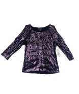Bold Elements Size Small Purple Sequined Arm Cutout Blouse Top - £11.66 GBP
