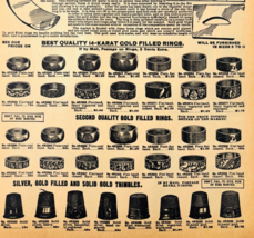 1969 Gold Filled Rings Thimbles 1901 Repro Advertisement Sears Jewelry D... - €17,24 EUR