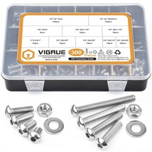 1/4-20 Hex Button Head Cap Screw, Vigrue 300Pcs 304, Length From 3/8&quot; To 2&quot; - £28.86 GBP