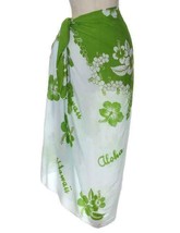 Hawaiian Womens Sarong Green White Cover-Up Pareo Swim Floral Hibiscus P... - £27.96 GBP