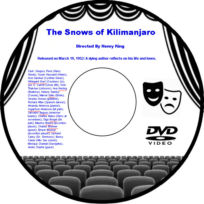 The Snows of Kilimanjaro 1952 DVD Adventure Movie Gregory Peck Susan Hayward