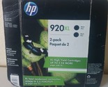 HP 920XL 2 Pack Black Ink Cartridges High Yield New In Box Sealed Exp 2018 - £12.06 GBP