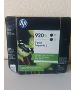 HP 920XL 2 Pack Black Ink Cartridges High Yield New In Box Sealed Exp 2018 - £11.76 GBP