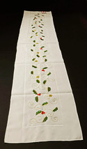 Embroidered Holly Table Runner 14 by 72-Inch White by Saro Lifestyle - £19.35 GBP