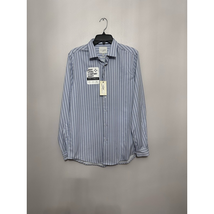 C-Lab Next Level Comfort Dress Shirt Mens M 15.5 Blue Striped Slim Fit 33/34 New - £21.44 GBP