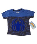 Marvel Boys T-Shirt Spider-Man Blue Felted Spider Size 4 NEW w/ Tags Tee - £10.21 GBP