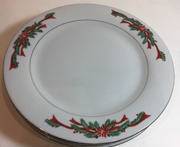 Tienshan &quot;POINSETTIA RIBBON&quot;  Fine China Dinner Plate Holiday Christmas ... - $12.86