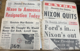 Lot 4 Honolulu Advertiser Star Bulletin Newspapers President Richard Nixon 1974 - £74.00 GBP