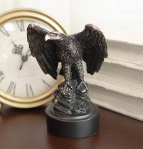 Ebros Surveyor Bald Eagle With Open Wings On Rock Electroplated Resin Statue - £26.37 GBP