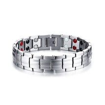 Vinterly Black Bracelet Men Hand Chain Energy Health Germanium Magnetic Bracelet - £24.78 GBP