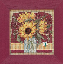 DIY Mill Hill Sunflower Bouquet Summer Button Bead Cross Stitch Picture Kit - $20.95