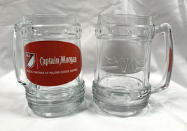 2 Captain Morgan Rum Partner of Major League Soccer MLS 12 oz Glass Mug Embossed - £23.50 GBP