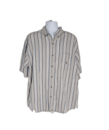 Coliseum Button Up Collared Shirt ~ Sz XXL ~ Blue &amp;  Beige ~ Short Sleeve - £17.64 GBP