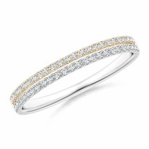 ANGARA Natural G VS2 Diamond Wedding Band for Women in Two Tone Gold - £927.82 GBP