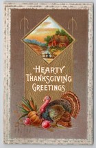 Hearty Thanksgiving Greetings Turkey With Pumpkin 1912  Postcard K29 - £6.33 GBP