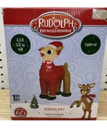 Christmas Airblown Inflatables Standing Rudolph in Santa Hat Scarf 4.5 f... - $46.75