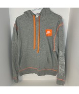 Nike Just Do It Hoodie Sweatshirt Pullover Orange Accents Gray Mens Size... - $437.54 MXN