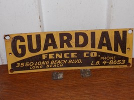 Vintage Guardian Fence Co Long Beach Metal Sign - €56,28 EUR