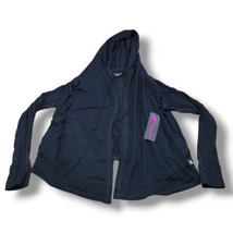 New Skechers Sweater Size Medium Skechers Drape Cardigan Hooded Open Front Black - £29.89 GBP