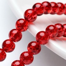 Crackle Glass Beads 8mm Red Veined Bulk Jewelry Supplies Mix Unique 20pcs - £3.09 GBP
