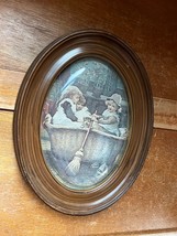 Vintage Small Three Kids in Wicker Laundry Basket Reproduction Print in ... - $13.09