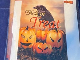 Darice Halloween House Flag Trick or Treat 28&quot; x 40&quot; Scary Jack-O-Lantern Crow - £21.77 GBP
