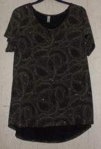 New Womens Lu La Roe &quot;Elegant Classic Tee&quot; Sparkly Black Dressy Knit Top Size 2XL - £25.70 GBP