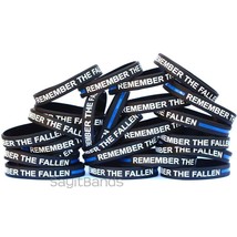 20 Bold Remember the Fallen Wristband Bracelets Featuring The Thin Blue Line - £15.73 GBP