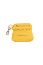 TWIN-SET Womens Wallet Portachiavi Smerlo Leather Senape Yellow OS 00028 - $38.33
